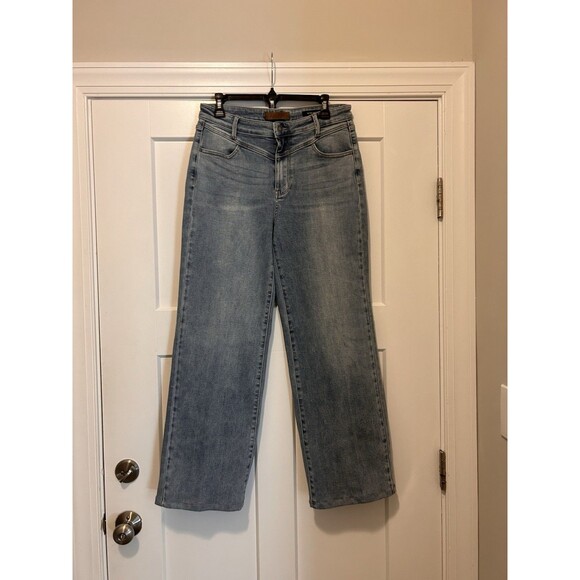 Judy Blue Jeans Women’s 11/30 Blue Retro Wide Fit High Rise Medium Wash Grunge - Picture 1 of 8